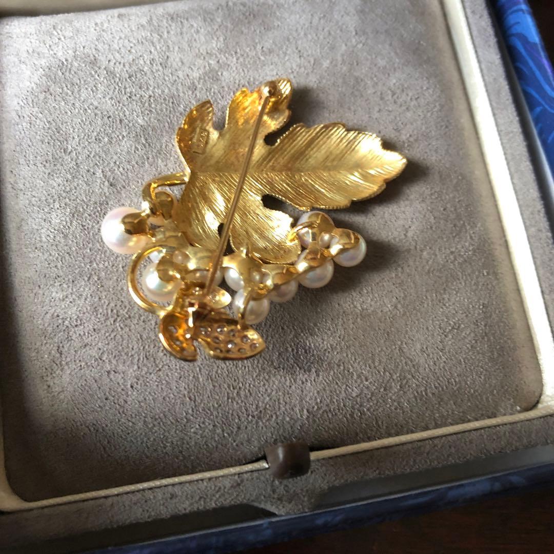 18金ミキモトパールブローチ　ダイヤ付き