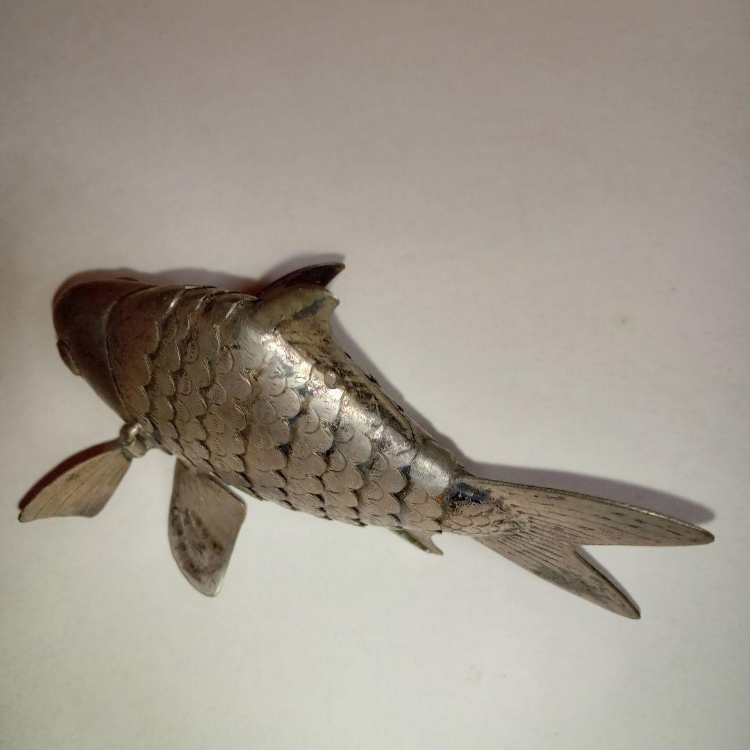 銀製自在置物金工細工　小