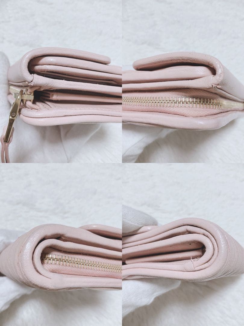 ♡美品♡MIU MIU マテラッセ 三つ折り財布 L字 ファスナー ピンク 金具