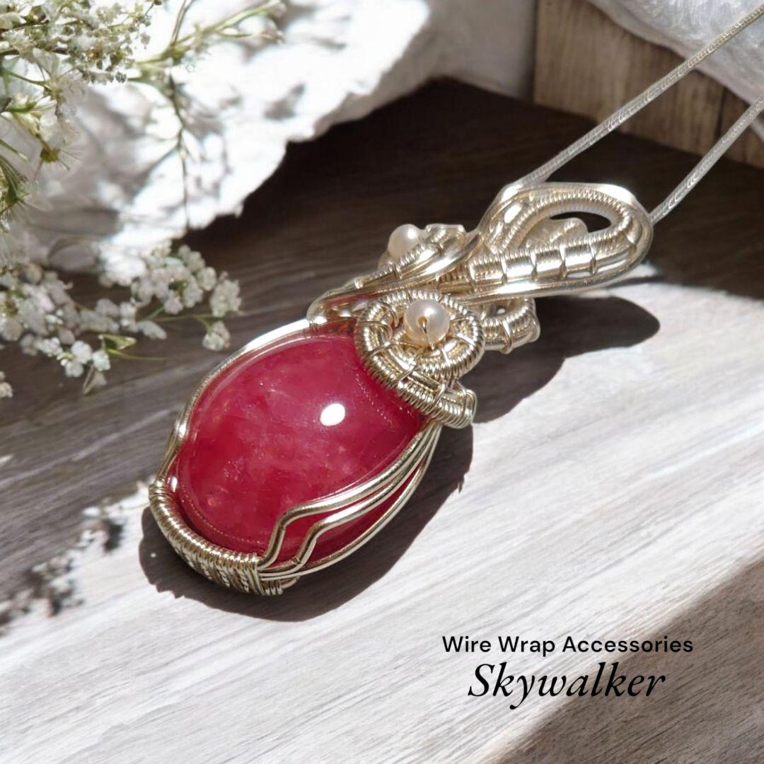 インカローズ✴ワイヤーラッピングネックレス