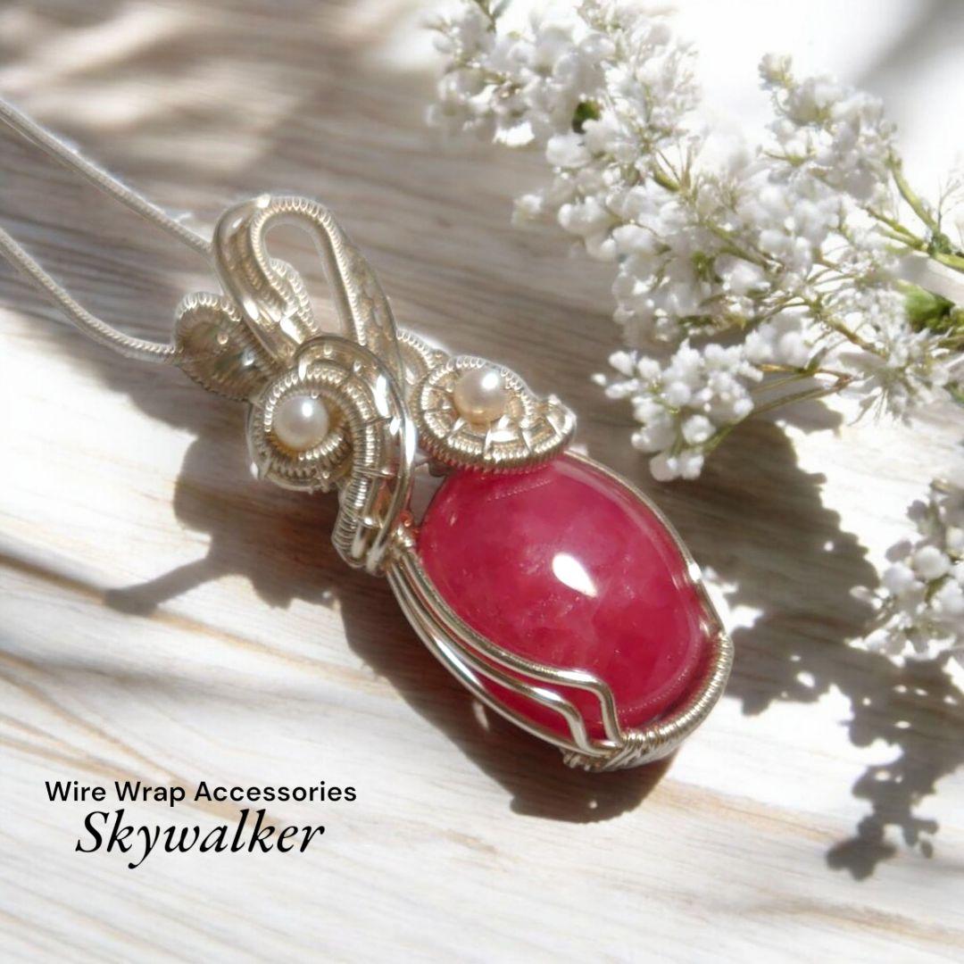 インカローズ✴ワイヤーラッピングネックレス