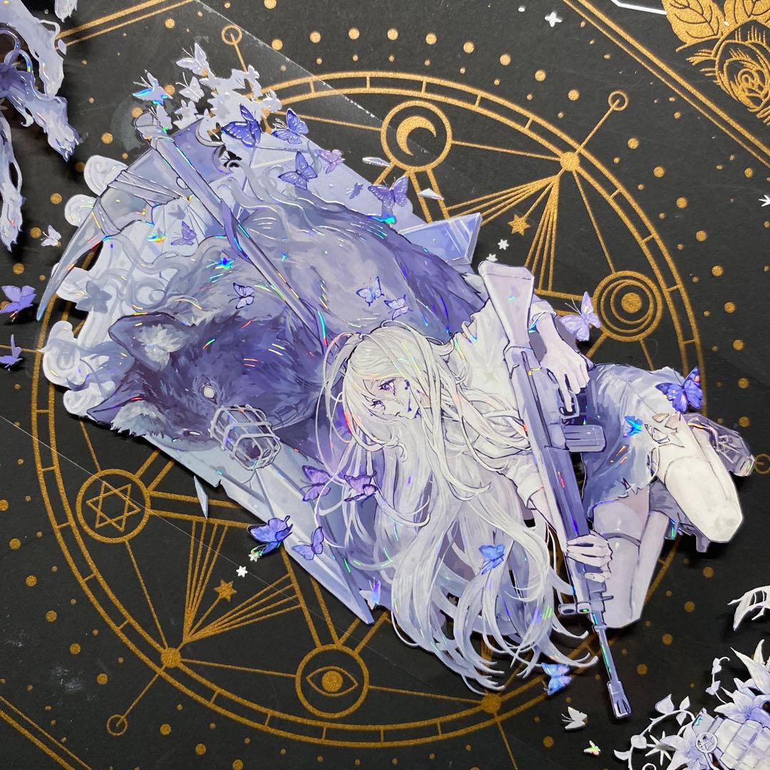 【9158】海外　マステ　中古巻　貝殻光マスキングテープ　人物系　狼　紫　銃