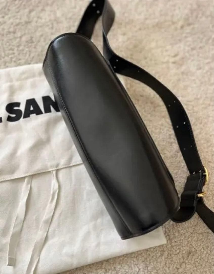 ［新春SALE］JIL SANDER カンノーロ　ブラックレザーショルダーバッグ