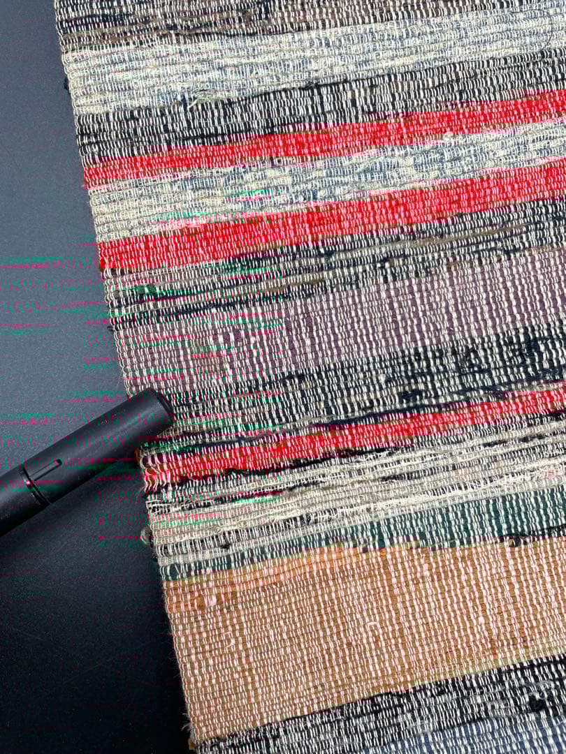 半幅帯　洒落帯　△ 裂織　木染め　アンティーク　古布　H12