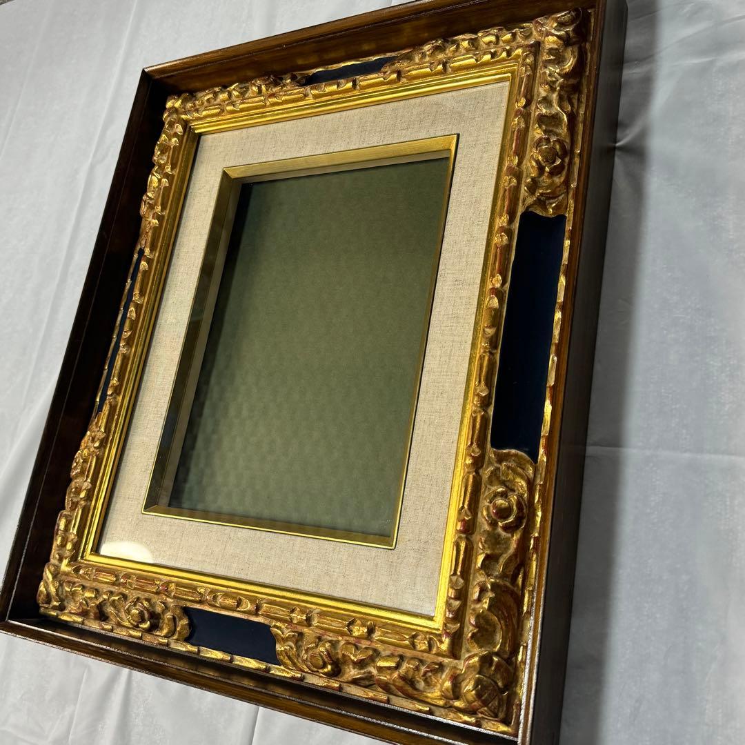 値下済 アンティーク調 豪華装飾 額縁 額 木製 ゴールドフレーム空額インテリア