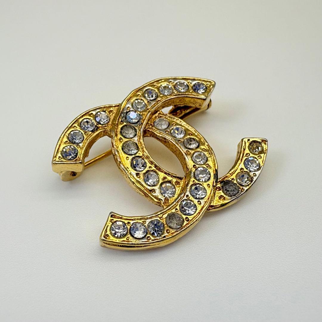 CHANEL シャネル ブローチ ココマーク ラインストーン ヴィンテージ