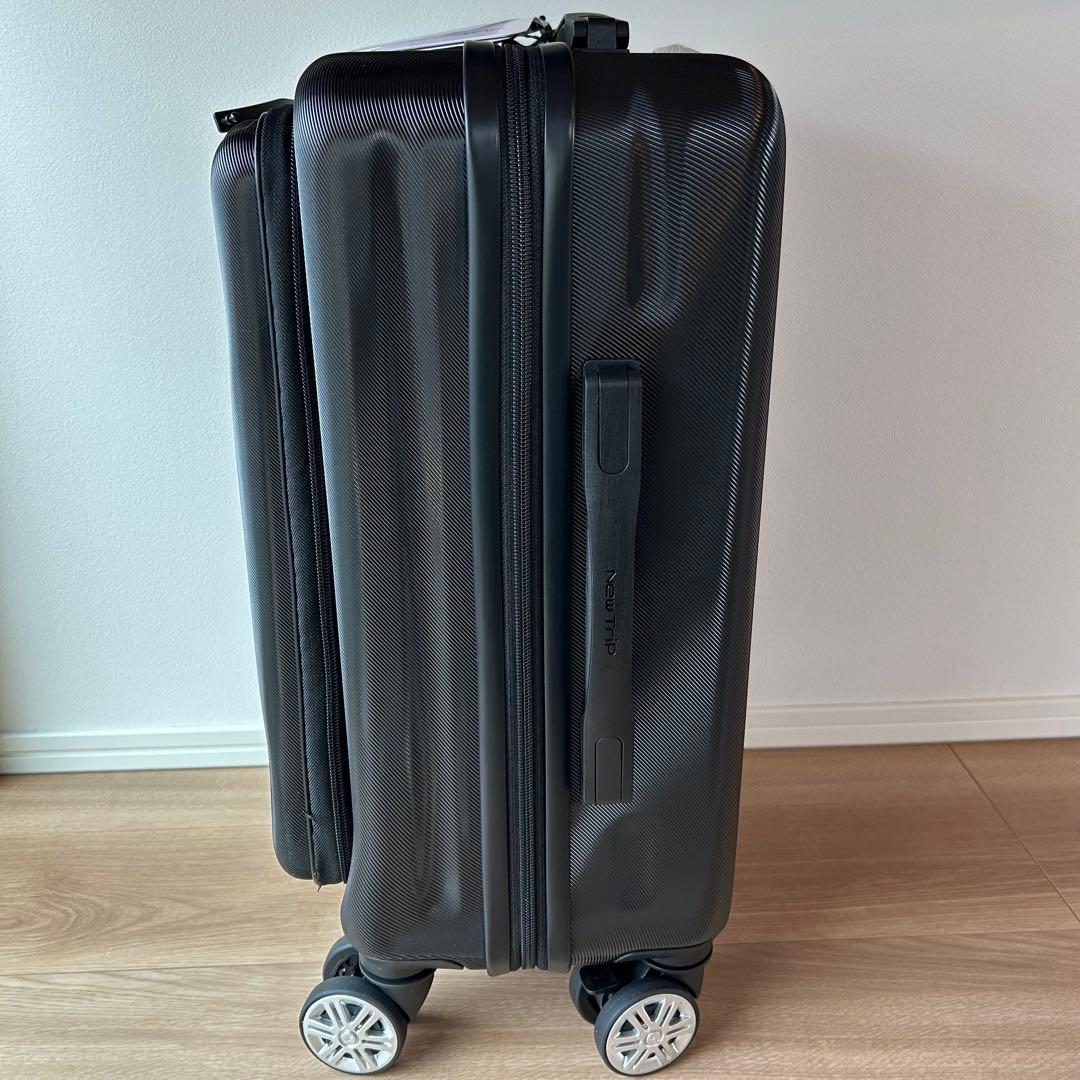 【Sブラック】スーツケース 機内持ち込み フロントオープン USB充電　キャリー