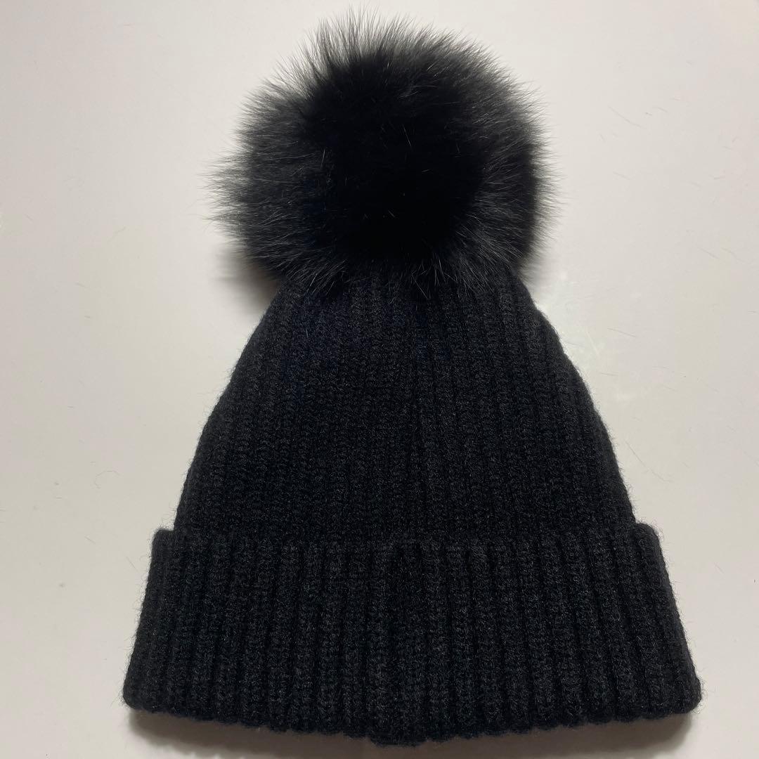 ブラック ファー付きニット帽