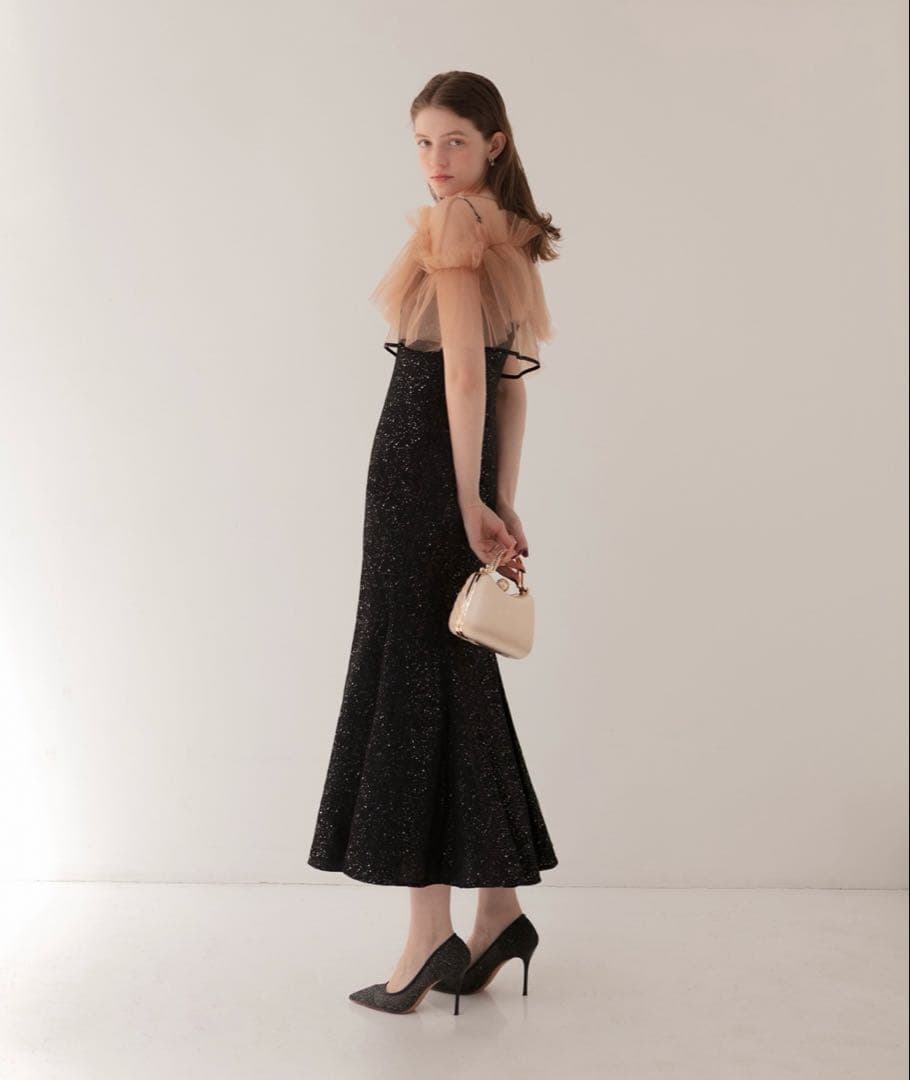 leja チュールフリルボレロペイントマーメイドドレスワンピース2点セット