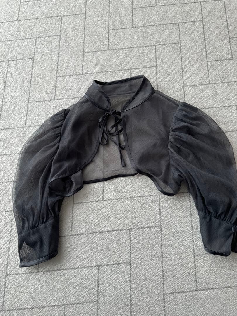 【LEJA】スパンコールボタニカルマーメイドハイネックパフスリーブキャミソール