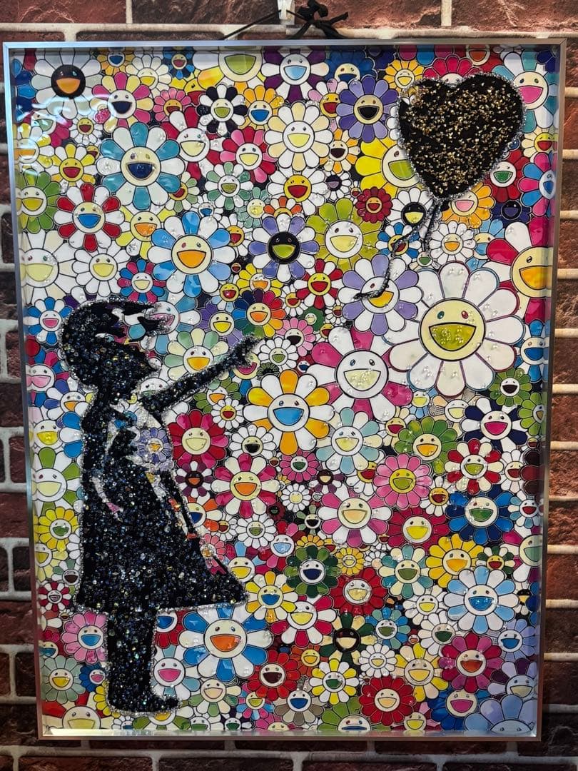 水晶画 クリスタルアート 額入り アートパネル カラフル 花柄