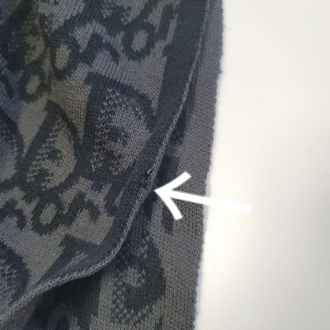 クリスチャンディオール　マフラー　トロッター柄　ウール　ロゴ　ブラック　グレー