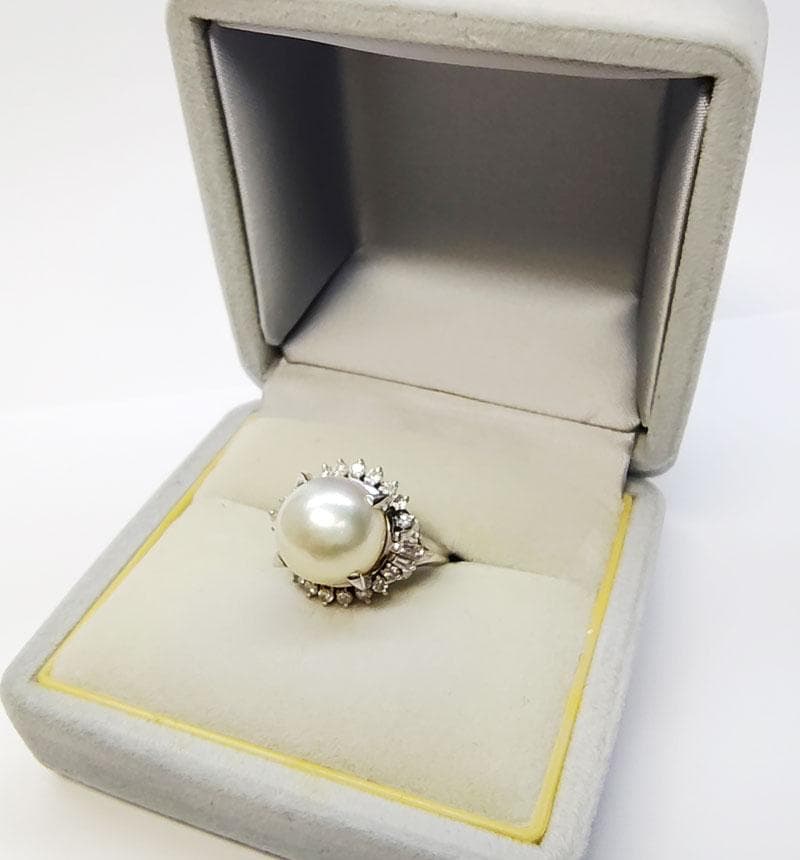 真珠　ダイヤモンド　プラチナ　リング