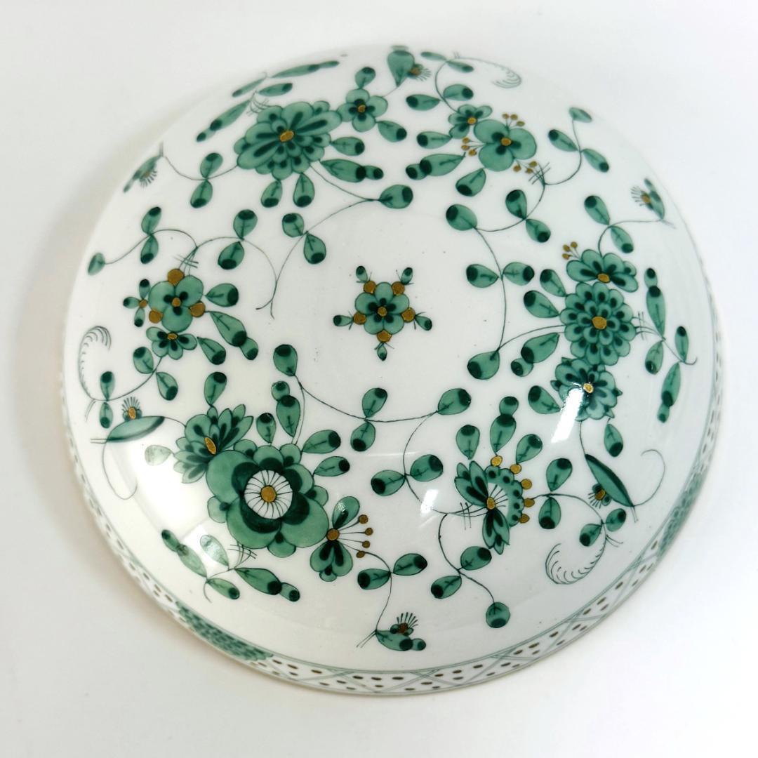 マイセン/1級品/インドの華/リッチグリーン/シュガーポット/蓋付/アンティーク