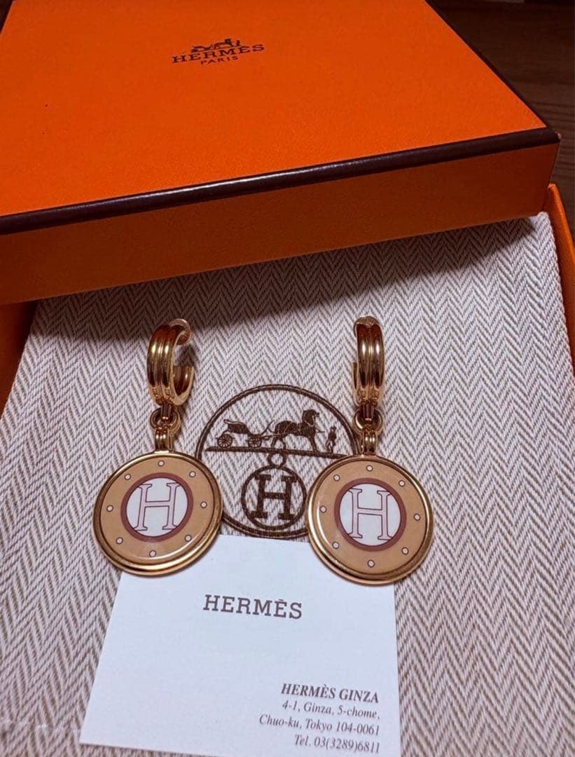 HERMES ブラゾン ピアス　ピンクゴールド