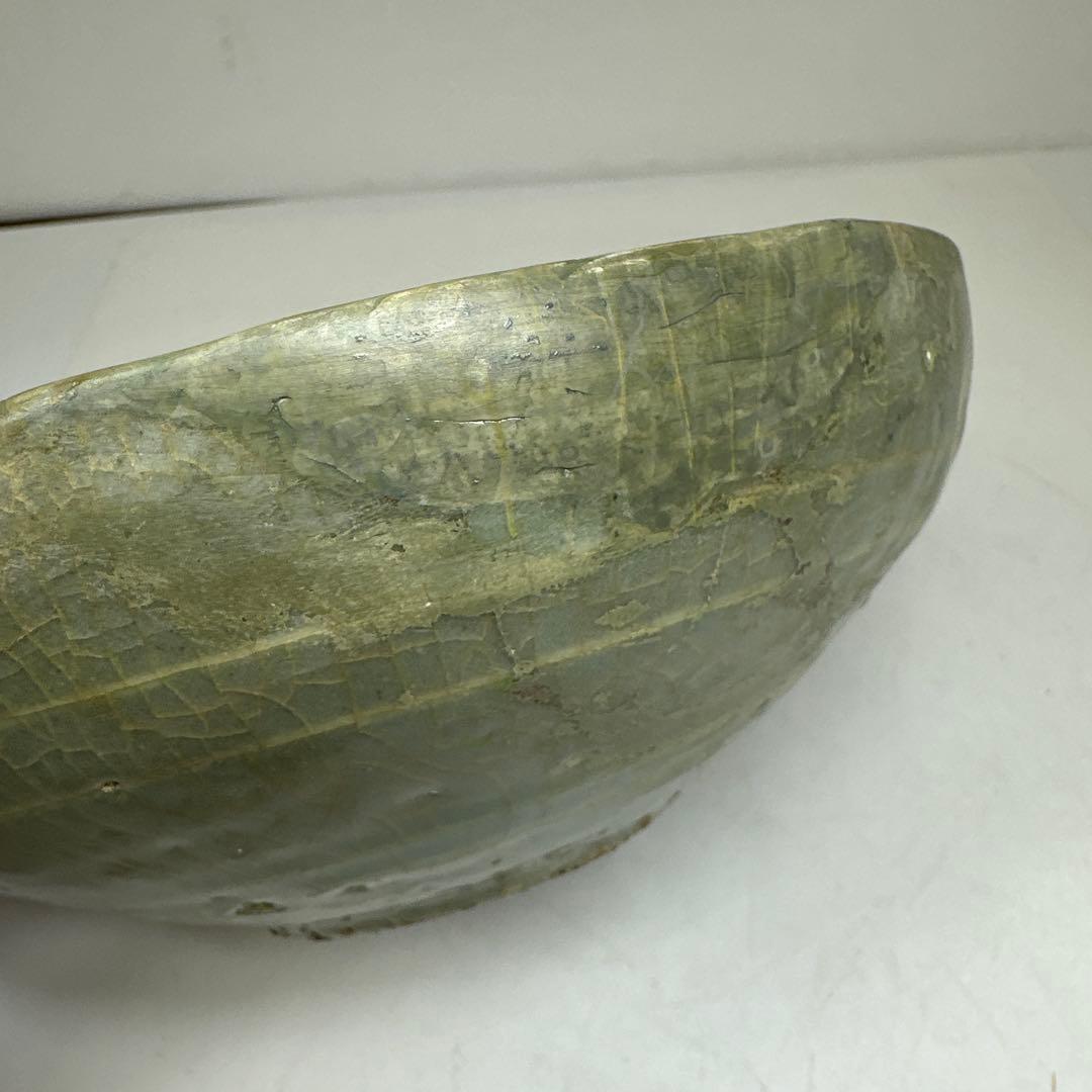 古代　高麗青磁　白泥象嵌鉢　幅約18.8㎝　東さ7-0414④