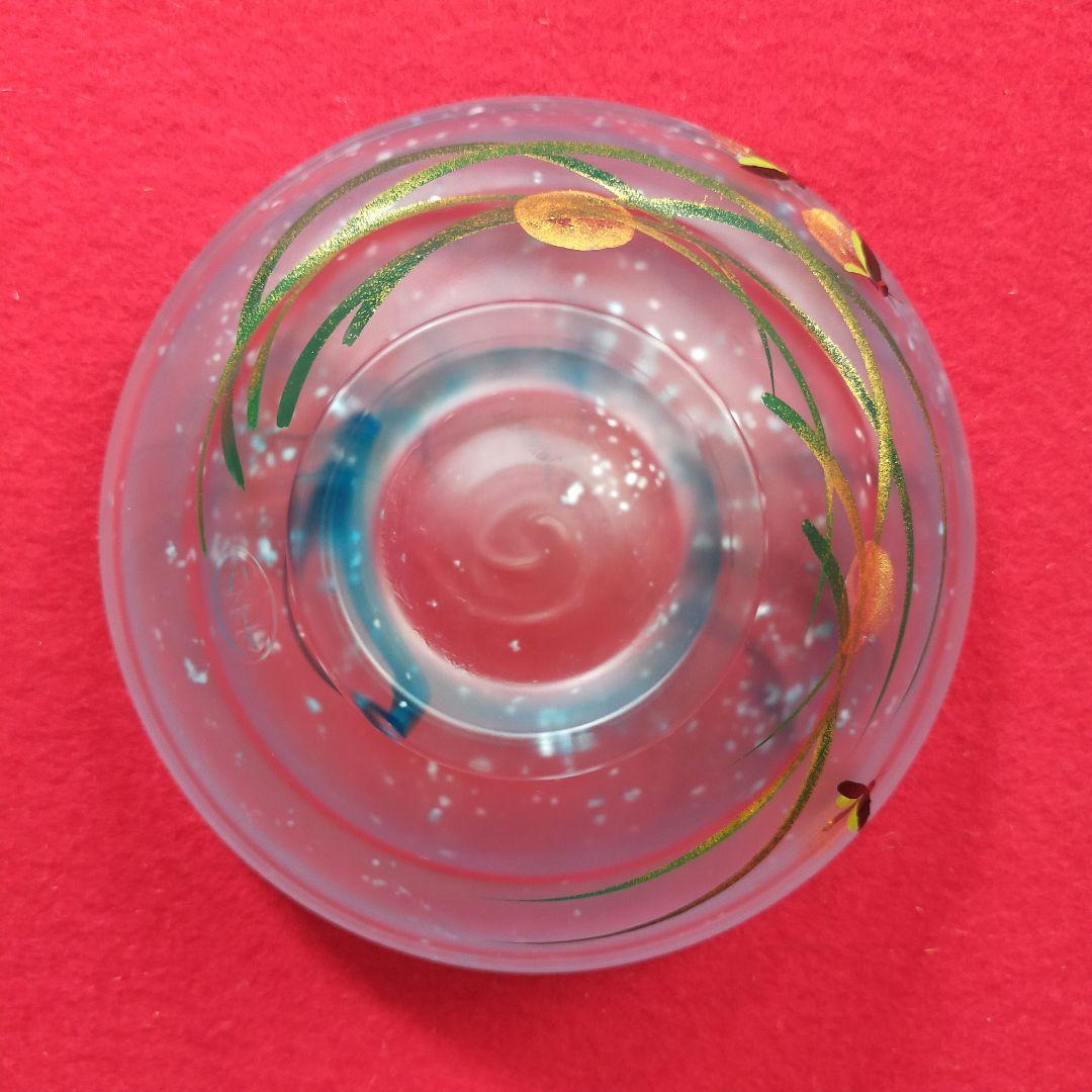 硝子茶碗　蛍蒔絵　吉昭作　平茶碗【中古美品】