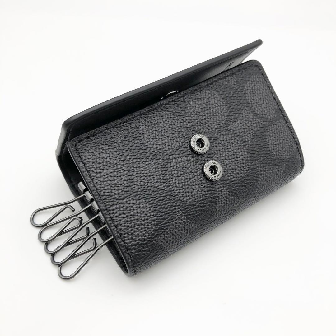 COACH 大人気！！ 5リング キーケース シグネチャー チャコール 新品