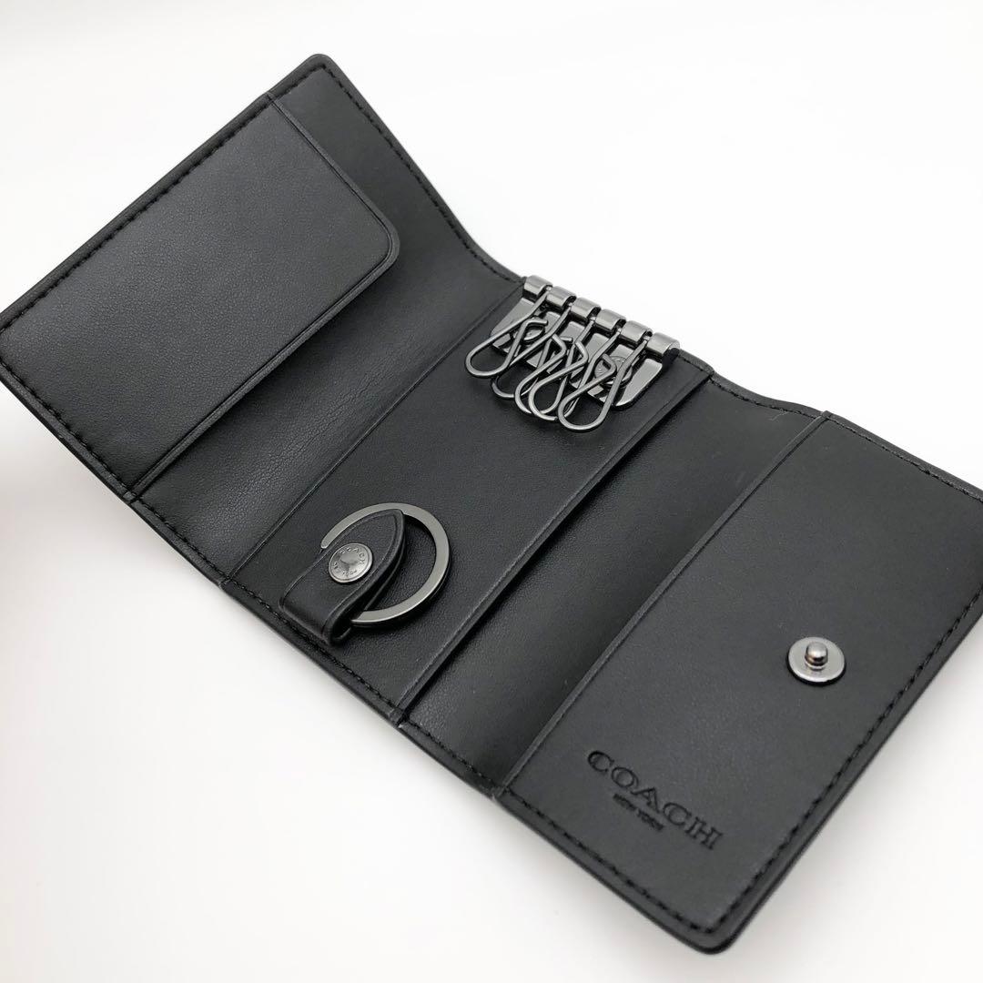 COACH 大人気！！ 5リング キーケース シグネチャー チャコール 新品