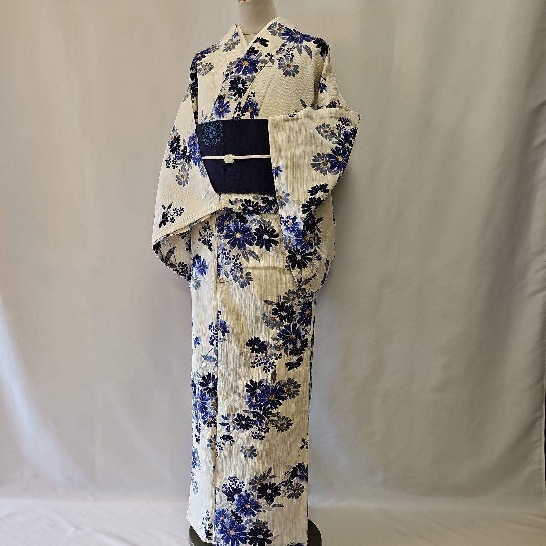 浴衣☆プレタ☆新品☆綿麻☆花柄☆裄67cm☆単衣☆夏着物☆夏祭り☆レディース