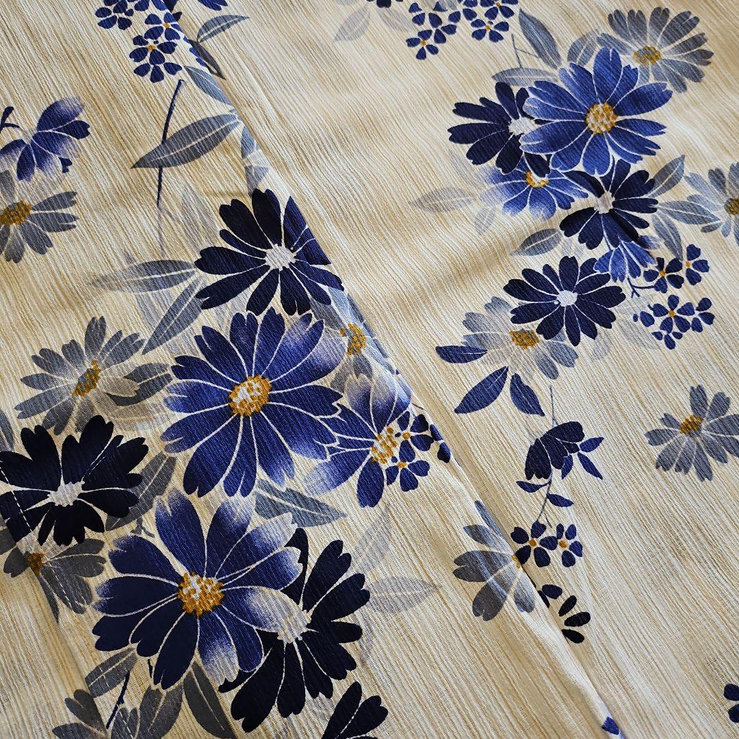 浴衣☆プレタ☆新品☆綿麻☆花柄☆裄67cm☆単衣☆夏着物☆夏祭り☆レディース