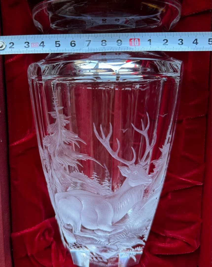 MOSER モーゼル ボヘミアン クリスタル 鹿 花瓶 手彫り フラワーベース