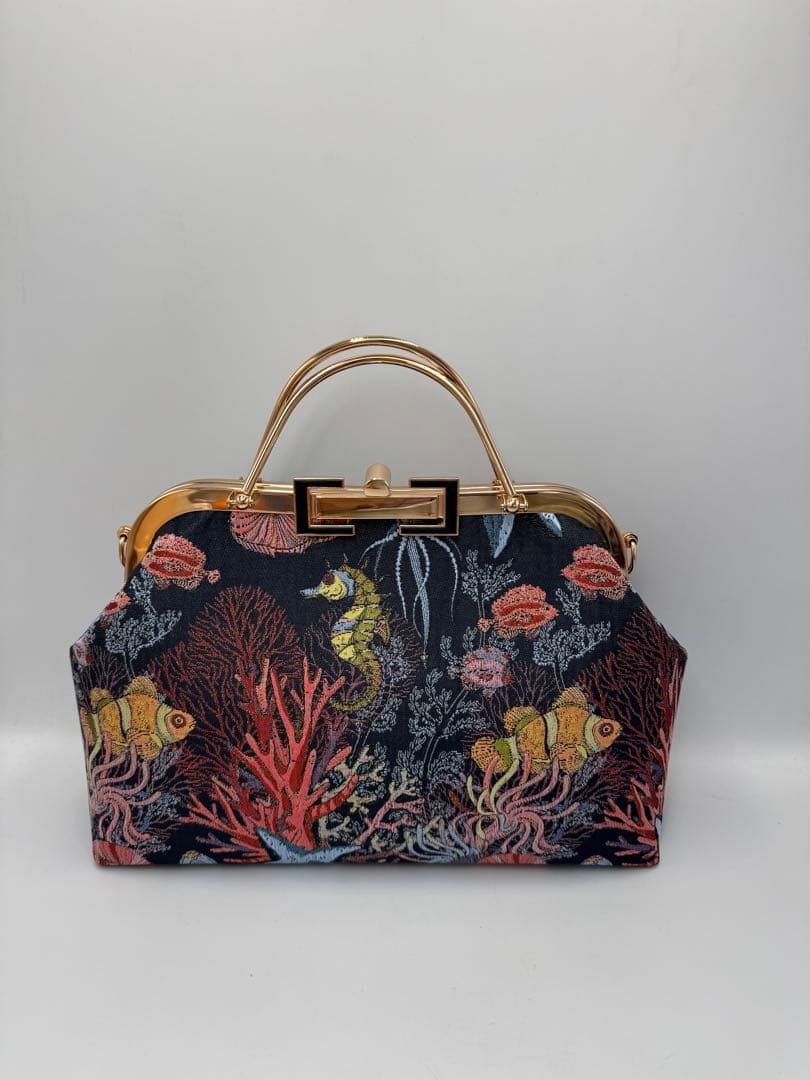 【ハンドメイド】がま口バッグ　海底の世界 2点セット　#506