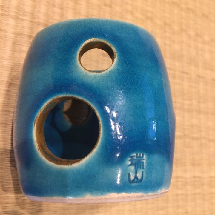 【美品】茶道具・蓋置｜萬古焼・加賀瑞山（土耳古水玉透）