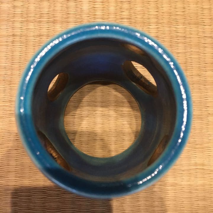 【美品】茶道具・蓋置｜萬古焼・加賀瑞山（土耳古水玉透）