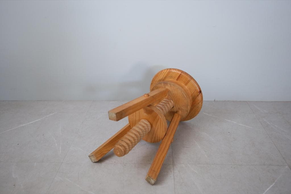 フランスアンティーク作業スツール/木製昇降イス/チェア/飾り棚(91-116)