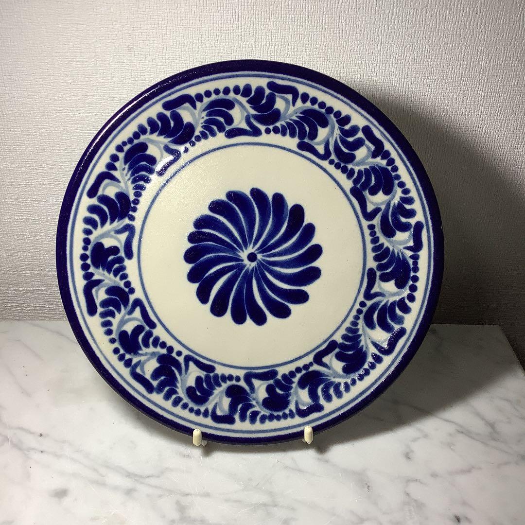 値下げ　メキシコ　プエブラのタラベラ焼　飾り皿