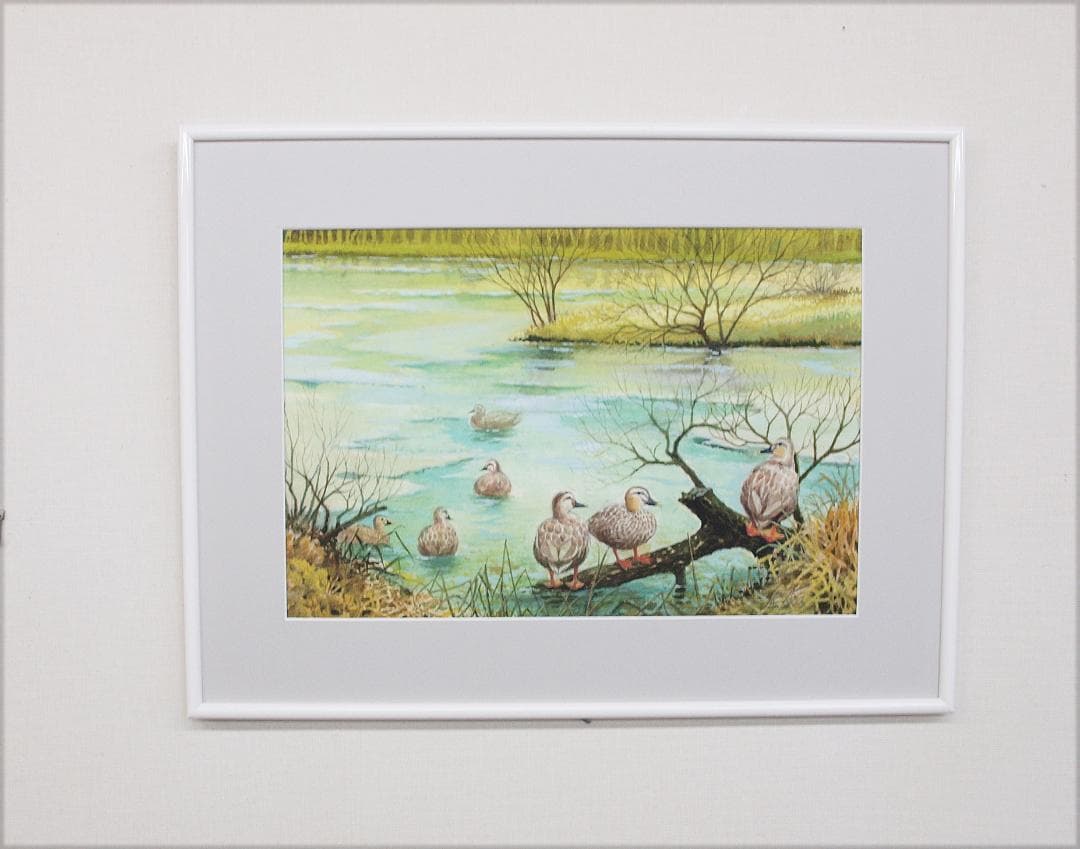 絵画「鴨の池の午後」　水彩画
