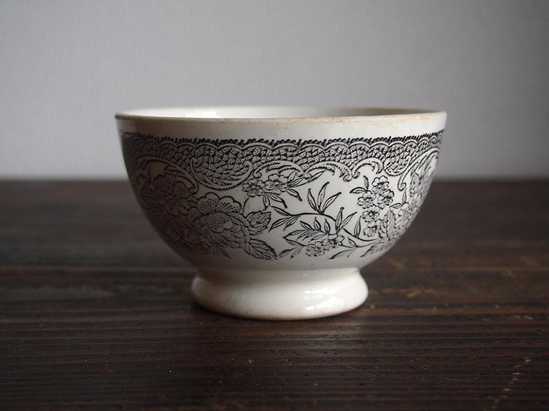 しろくま___グリザイユ カフェオレボウル トランスファーウエア/K275