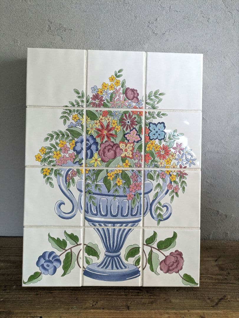 平田タイルの組タイル絵画　花瓶のお花アート
