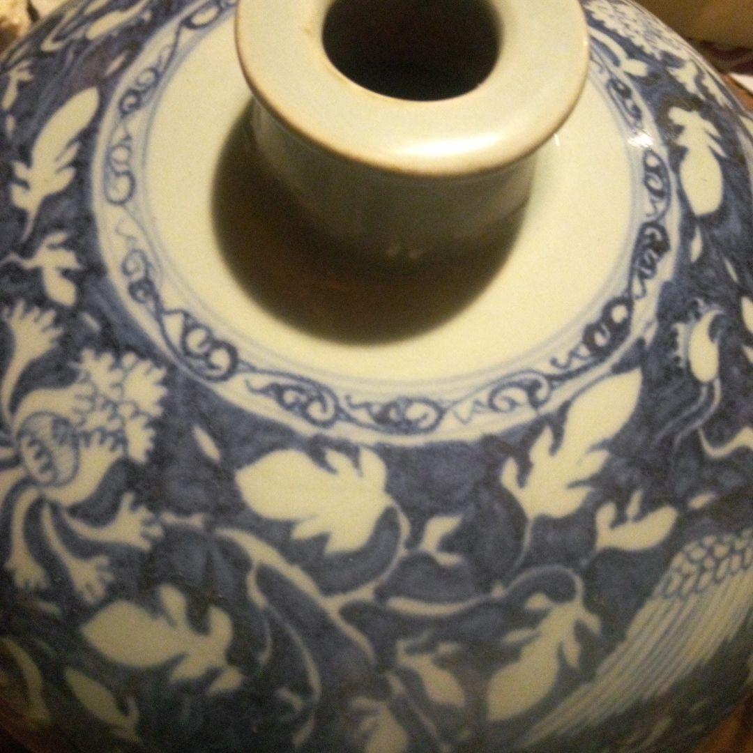 とし　中国陶磁器　元染付　大型長瓶子