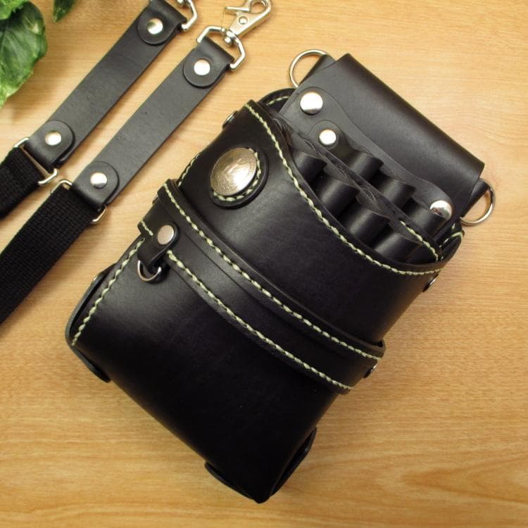 ☆特別価格☆　ブラック　７丁差し　本革シザーケース　SCY-243/CKB