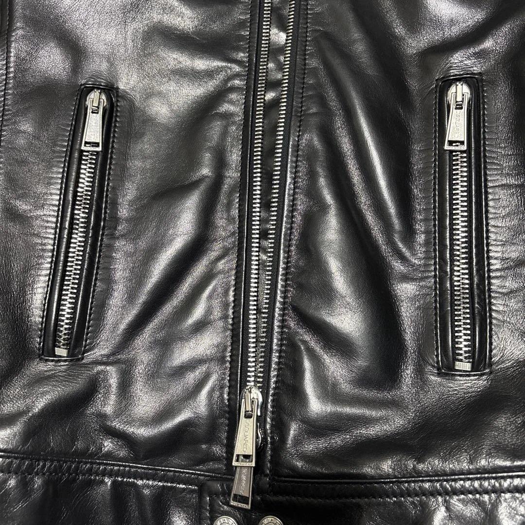 chocoleeelディースクエアード黒のレザーシングルライダースJK