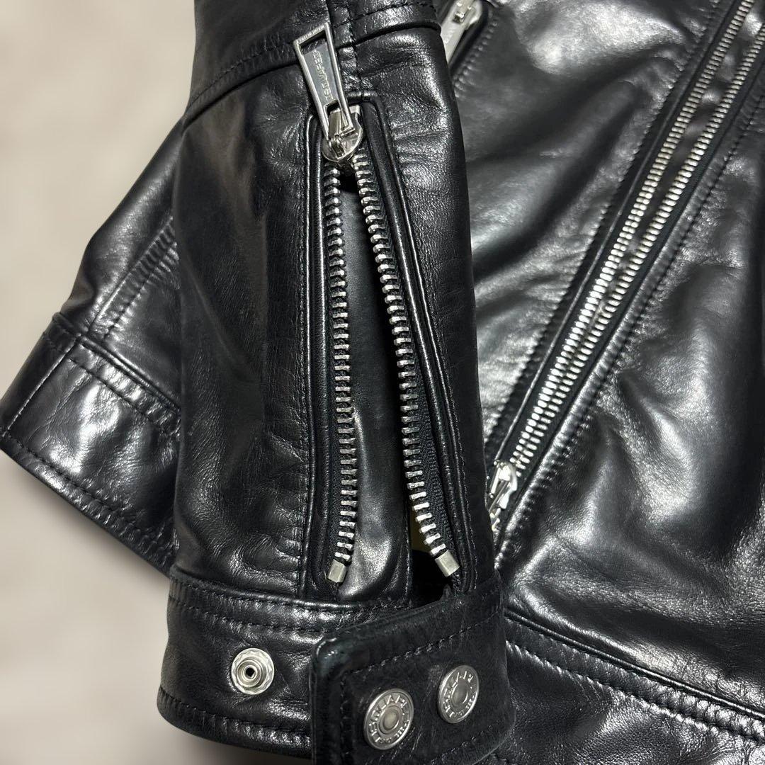 chocoleeelディースクエアード黒のレザーシングルライダースJK