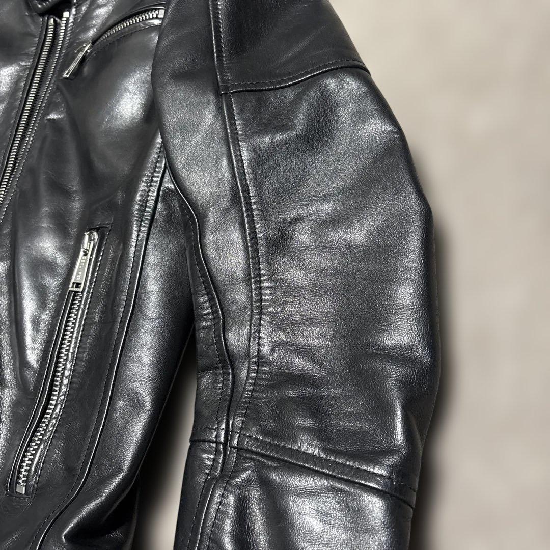 chocoleeelディースクエアード黒のレザーシングルライダースJK