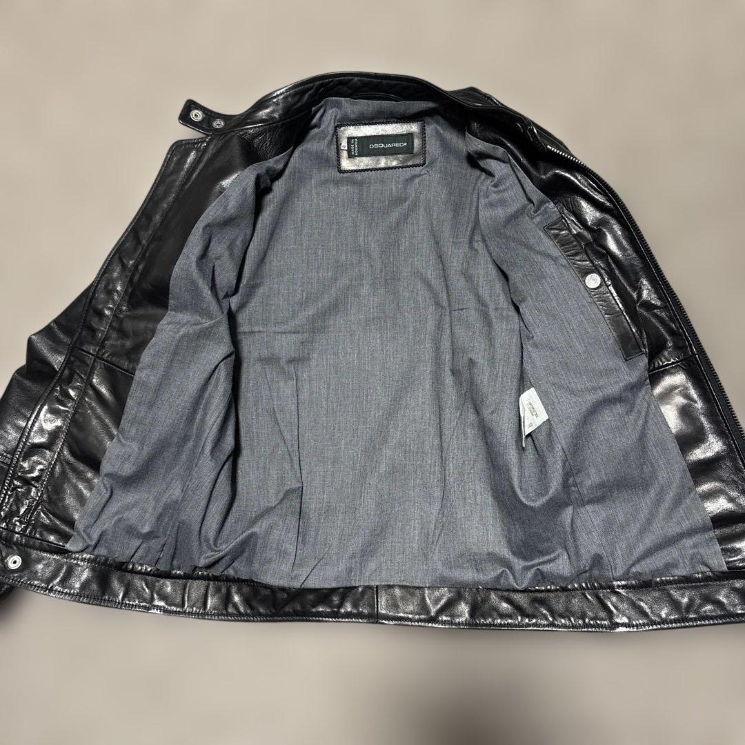 chocoleeelディースクエアード黒のレザーシングルライダースJK