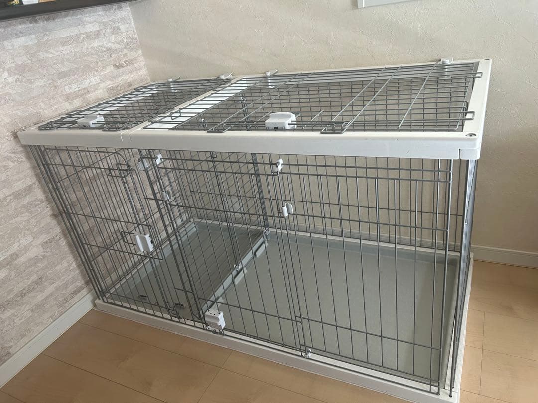 ペティオ　犬用ケージ トイレ分離タイプ ホワイト　屋根付直接渡し優先