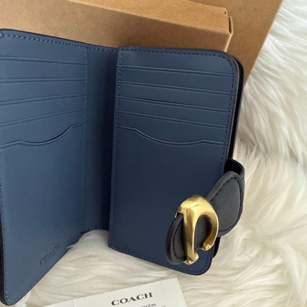 COACH ネイビー デニム 二つ折り財布