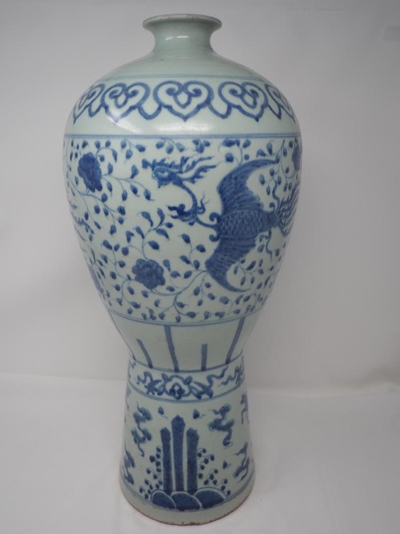 青花　染付　鳳凰紋　梅瓶　麒麟　中国　中華