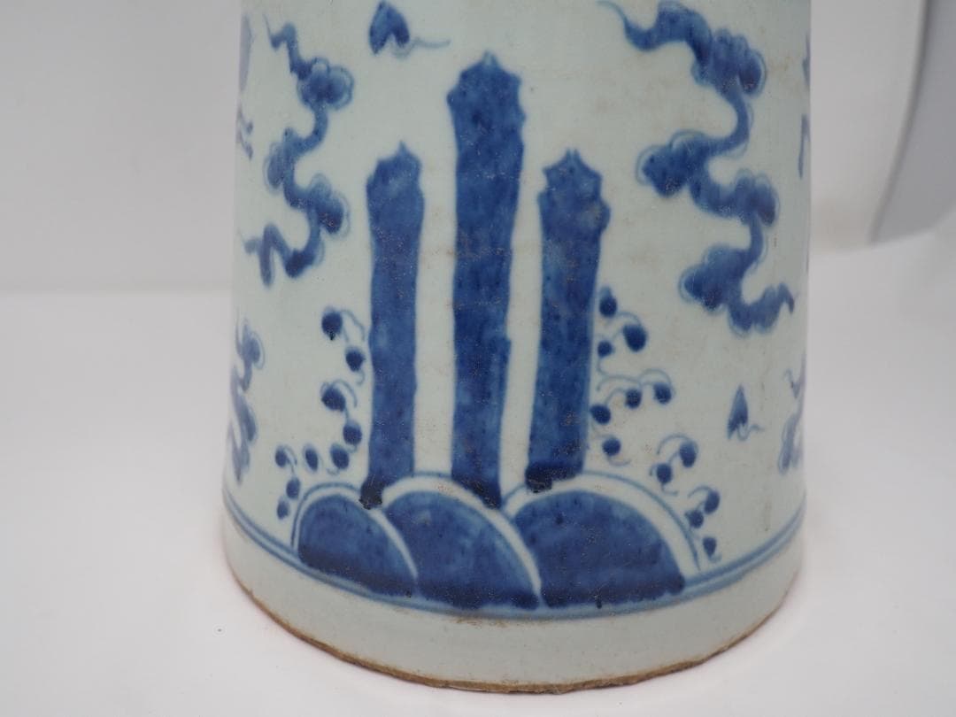 青花　染付　鳳凰紋　梅瓶　麒麟　中国　中華