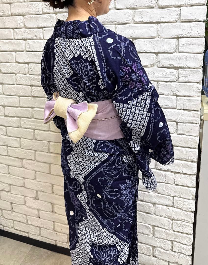 ネイビー花柄浴衣・