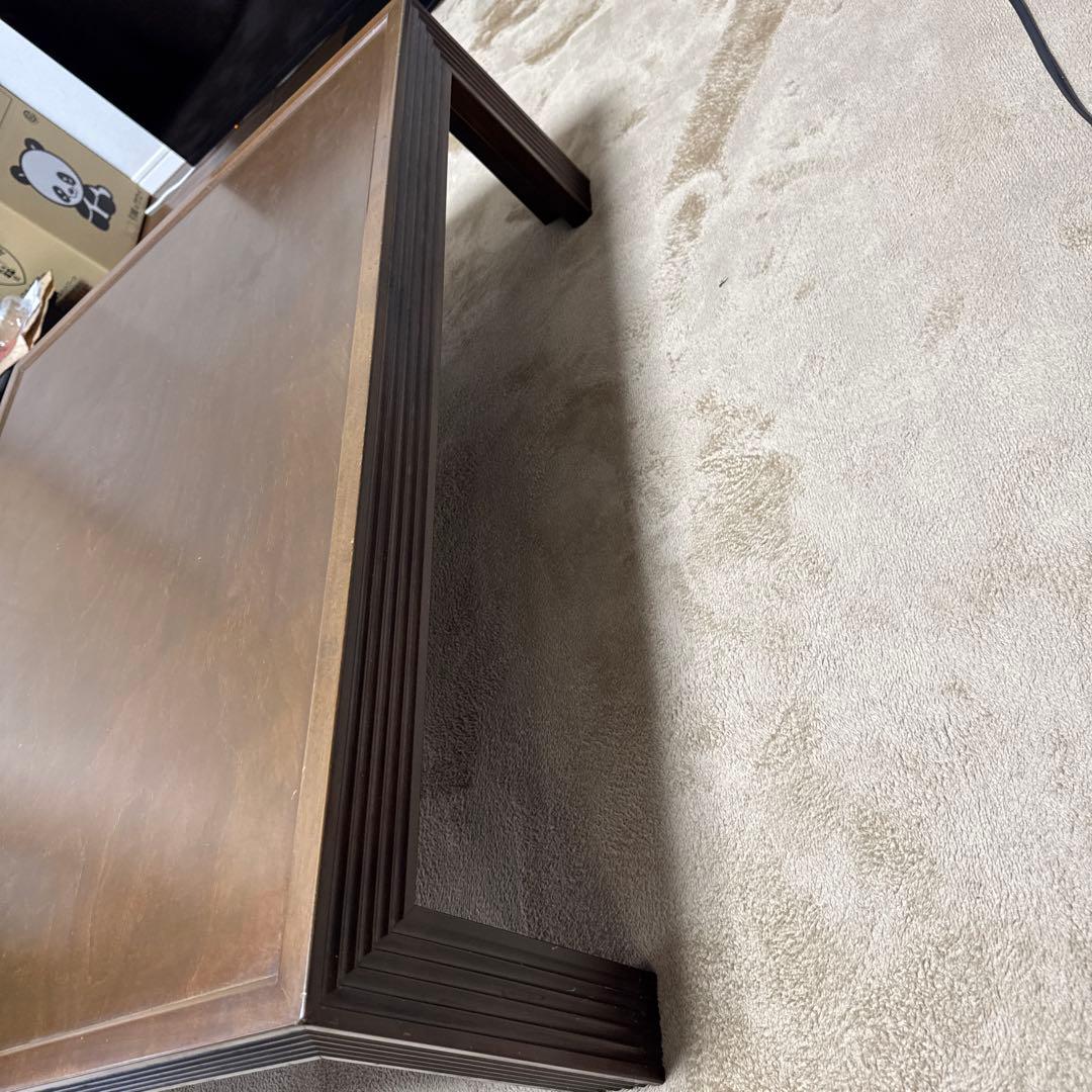 木製座卓 ダークブラウン リブ付き