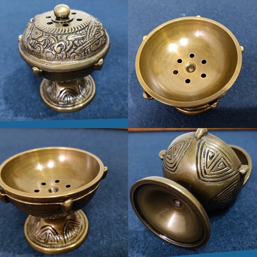 AM14 麻生雄芳 唐銅 蓋置 七種揃 松美堂 高岡銅器 共箱 未使用