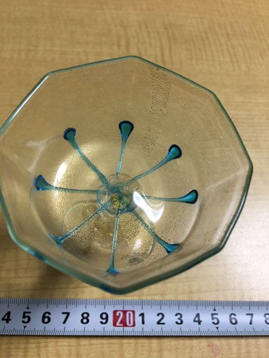 レア　ベネチアングラス　金彩ブルー