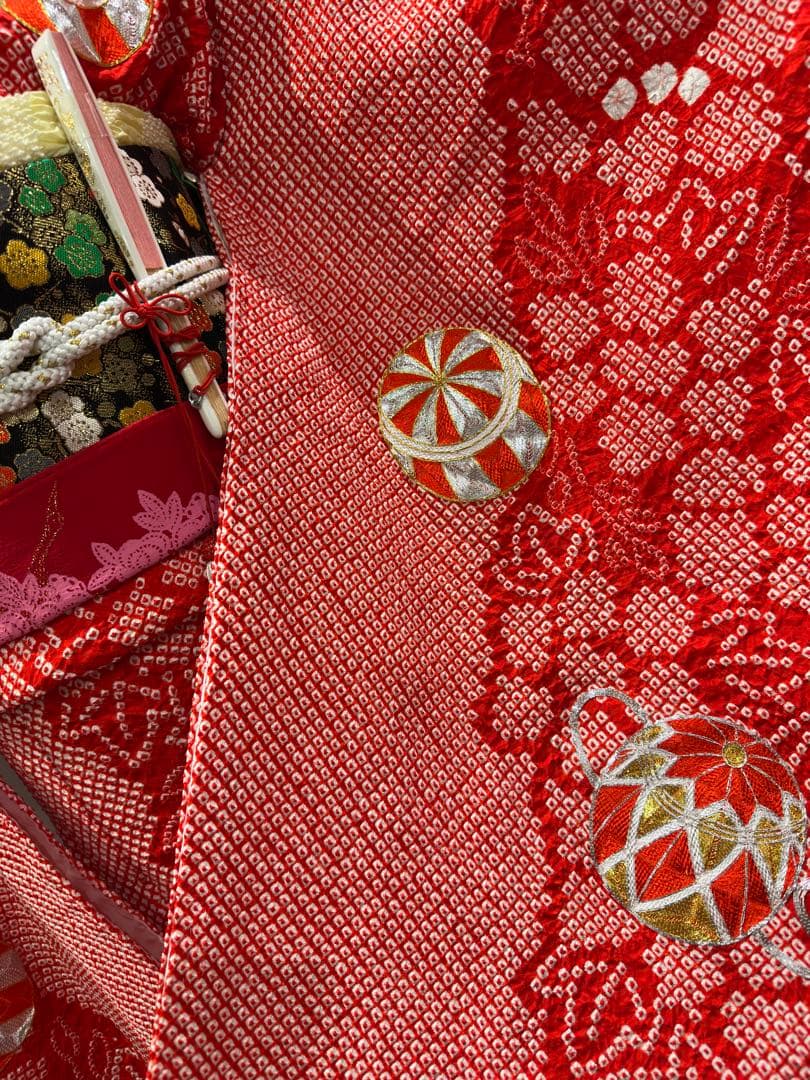 高級　豪華総絞り　鹿子絞り　七五三　着物　フルセット