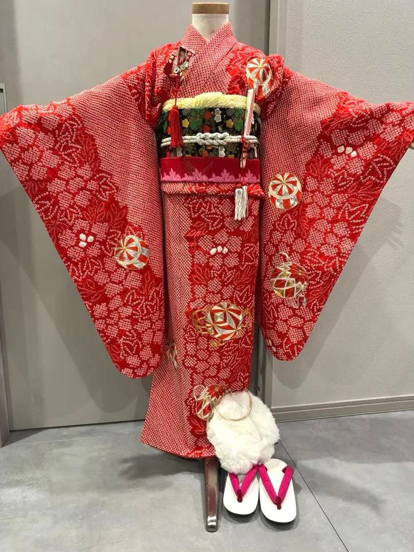 高級　豪華総絞り　鹿子絞り　七五三　着物　フルセット